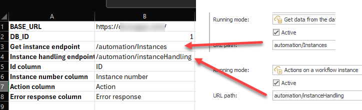 The endpoint path needs to be saved in B3 and B4.