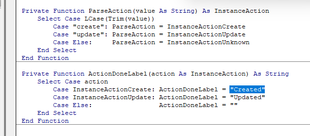 Here you can change the names of the actions.