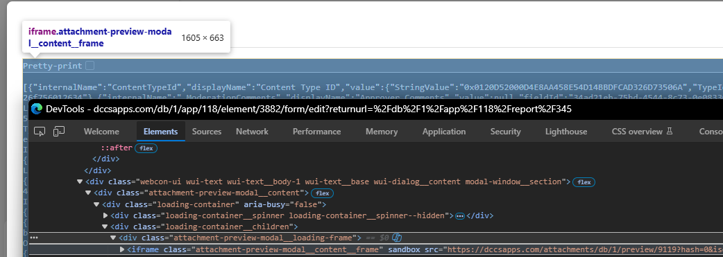 iFrame rendering the preview