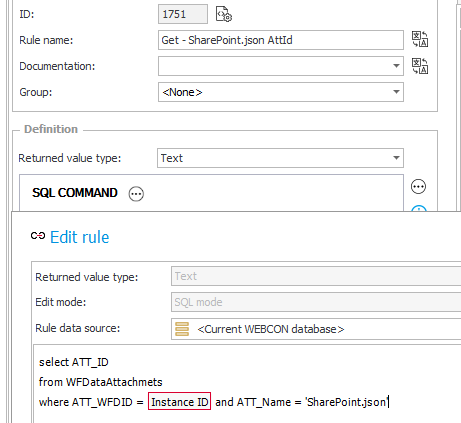 Returns the attachment id for the current workflow instance.