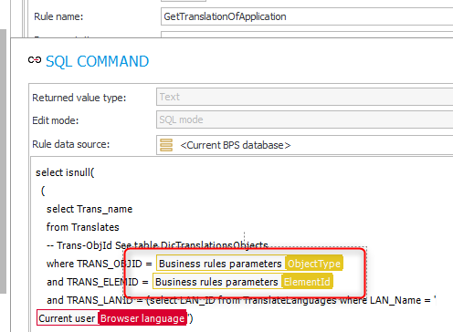 Parameter variables have another colour.