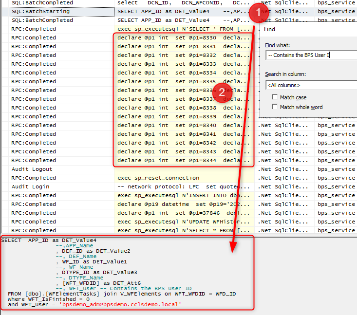 SQL Profiler trace log with executed SQL statement