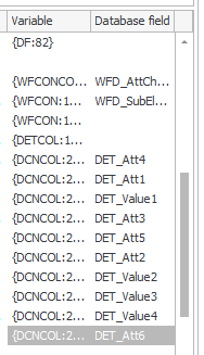 The advanced mode shows the variable names and their internal values.